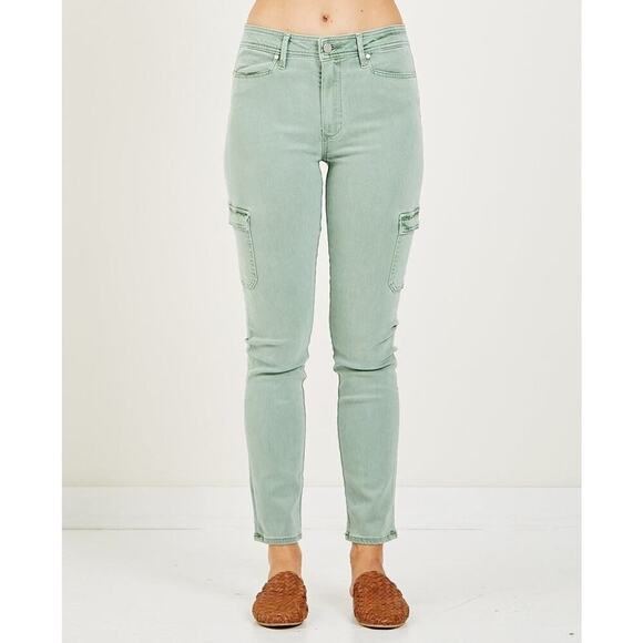 Paige Green Denim Streetwear Casual Hoxton Ankle Skinny Cargo Jeans Size 32 - Picture 1 of 7
